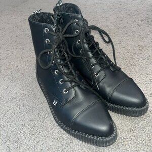 T.U.K. TUKskin POINTED TOE LACE UP BOOTS -  SIDE ZIP- MEN'S 8 / WOMEN'S 10 - EUC